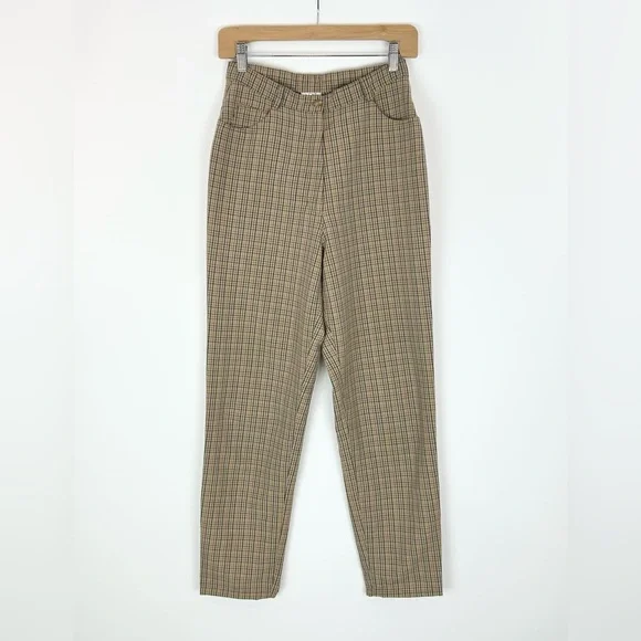Vintage Pant Next Ladieswear high Waisted Plaid Wool Blend Ankle Trouser 8 Tall - Picture 1 of 7